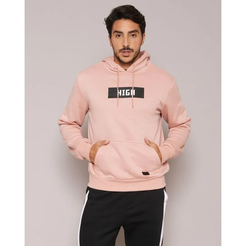 Blusão Moletom Masculino Com Capuz Rosa G