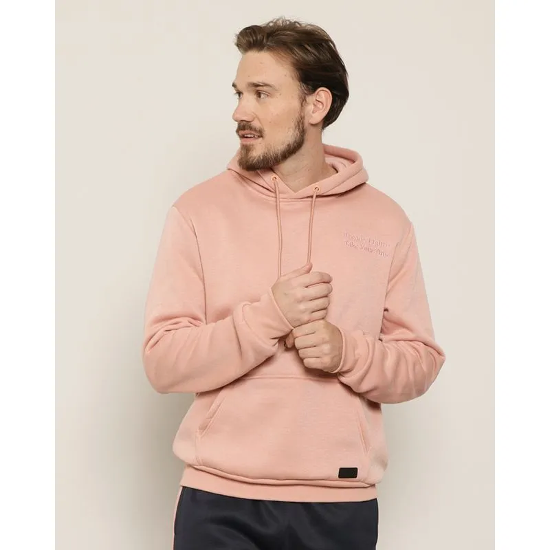 Blusão Moletom Masculino Com Capuz e Bordado Rosa P