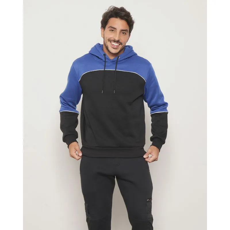 Blusão Moletom Masculino Com Recorte Manga Longa Preta G
