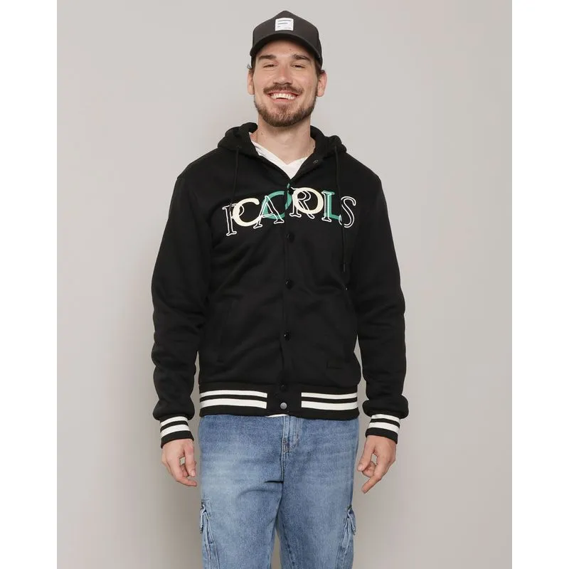 Jaqueta Moletom Masculina College com Capuz Preta M