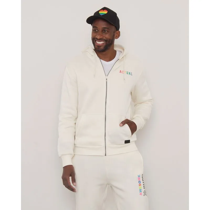 Jaqueta Moletom Masculino Com Capuz e Estampa Actual Off White P