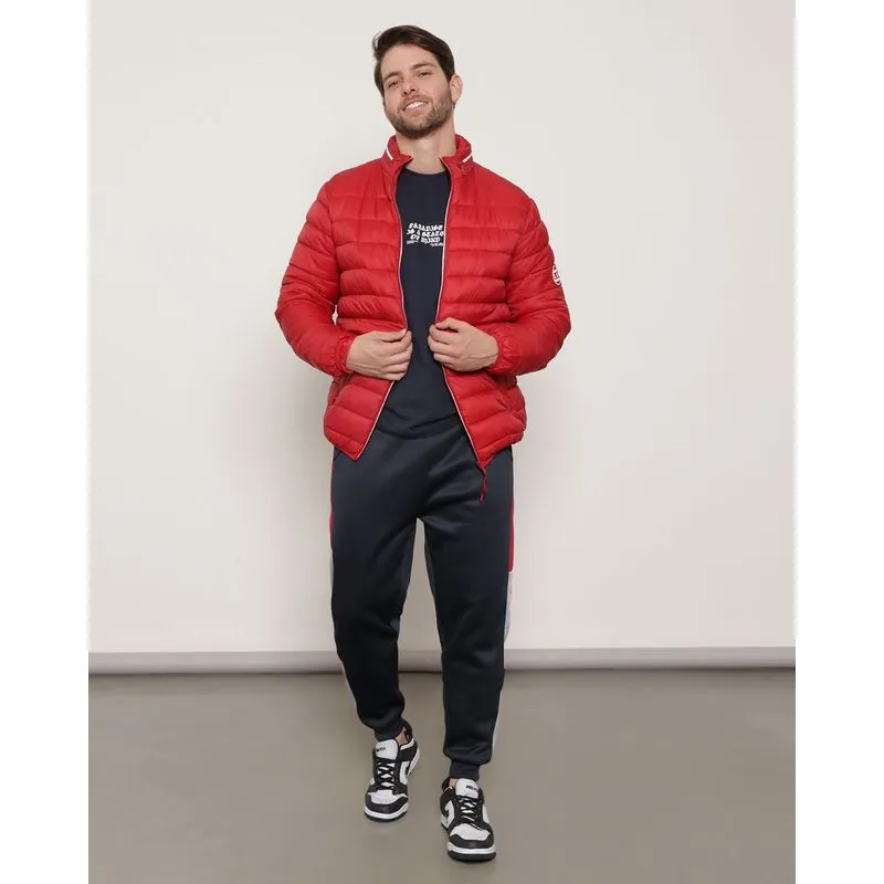 Calça Masculina Helanca Jogger Com Recorte Marinho M