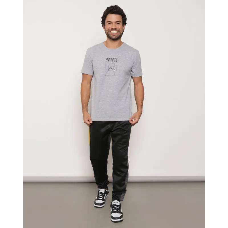 Calça Masculina Helanca Jogger Com Recorte Preta P