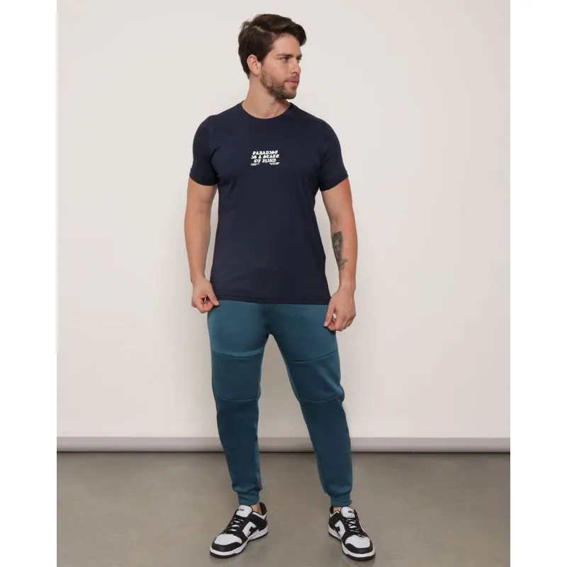 Calça Masculina Com Bolso Helanca Jogger Azul M