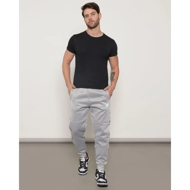 Calça Masculina Com Bolso e Recorte Jogger Helanca Cinza P