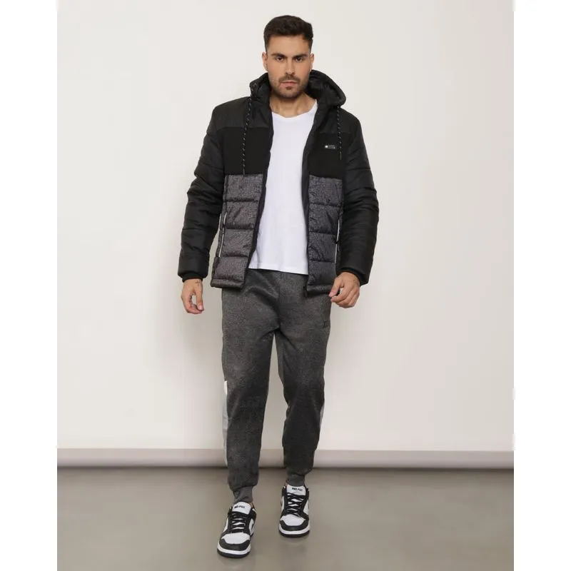 Calça Masculina Helanca Jogger Com Recorte Cinza M