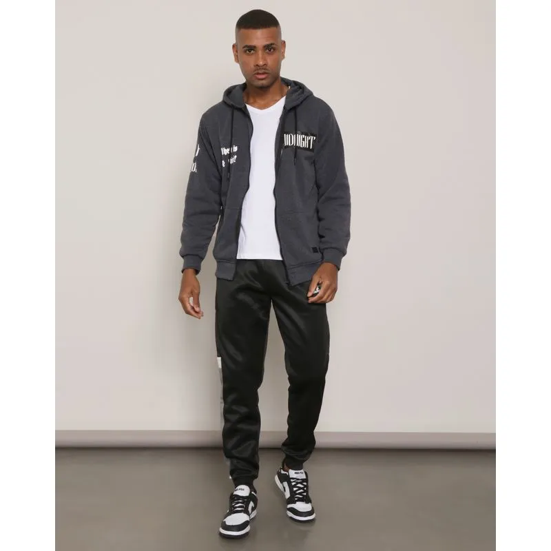 Calça Masculina Helanca Jogger Com Recorte Preta P