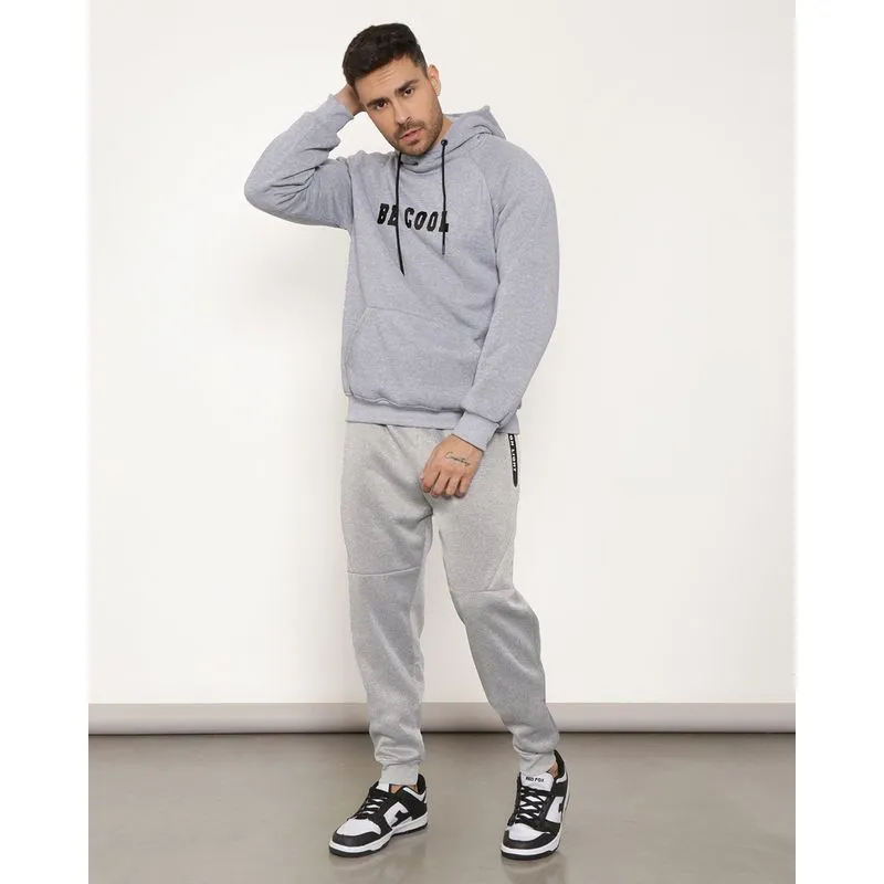 Calça Masculina Helanca Jogger Com Zíper Cinza Claro P