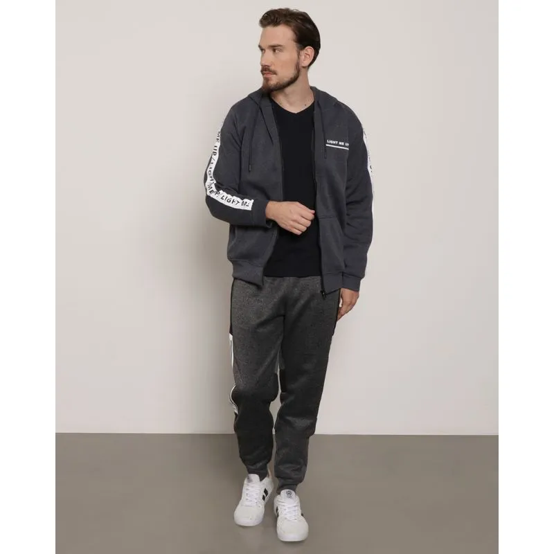 Calça Masculina Helanca Jogger Com Recorte Cinza G