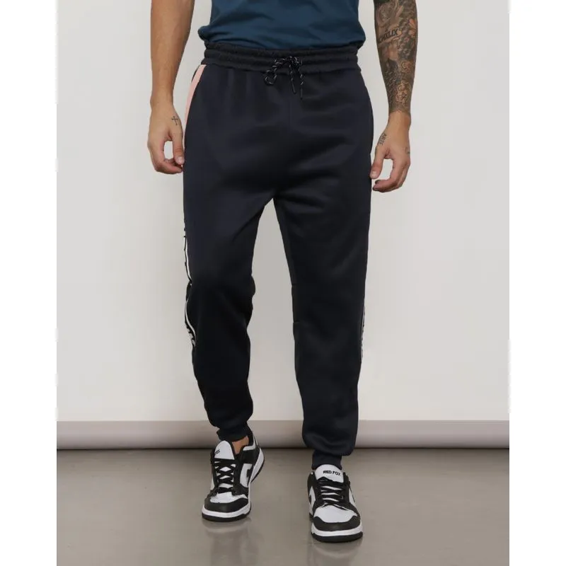 Calça Masculina Helanca Jogger Com Recorte Marinho P