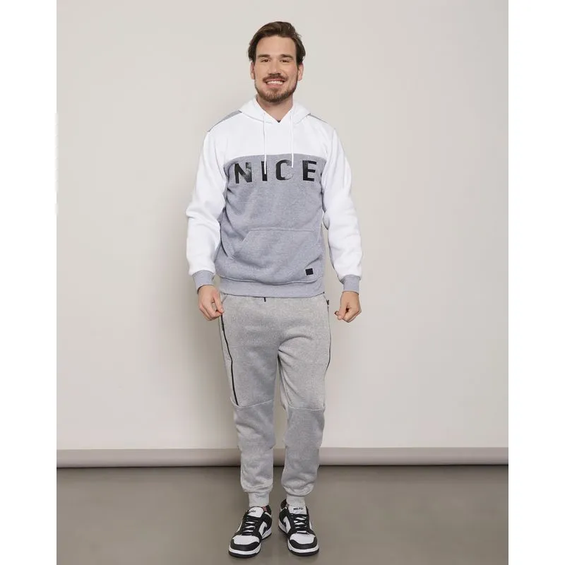 Calça Helanca Masculina Jogger Com Zíper Cinza M