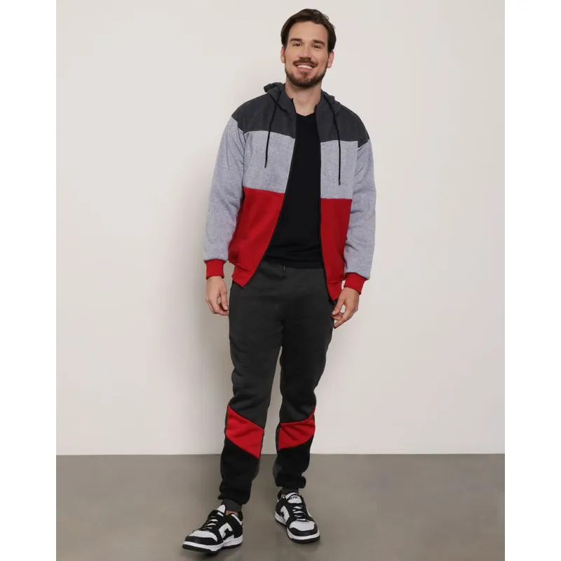 Calça Moletom Masculina Jogger Recorte Led Cinza Escuro P