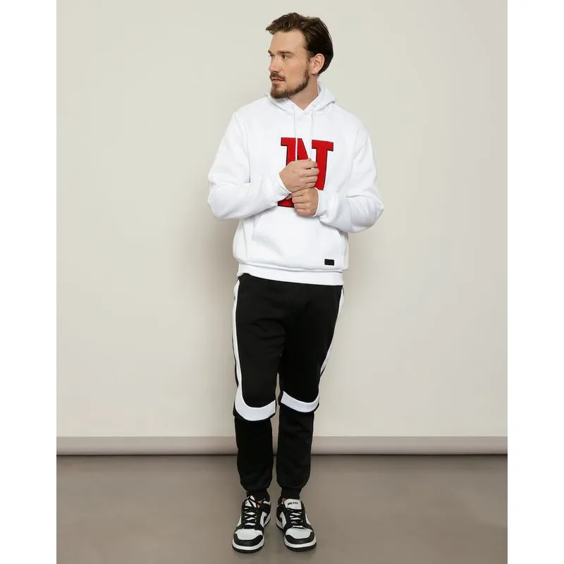 Calça Moletom Masculino Jogger com Recortes Preto GG