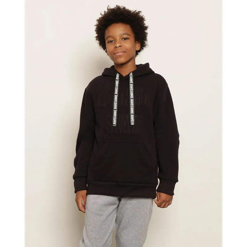 Blusão Moletom Juvenil Embossed Preto 12