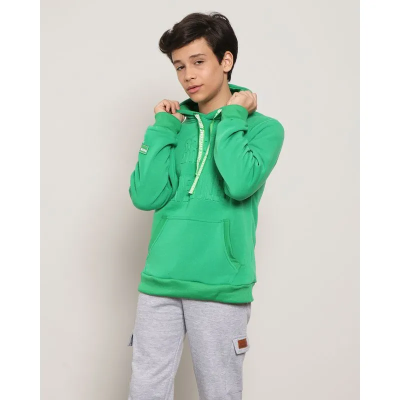 Blusão Moletom Juvenil Com Bolso Canguru Verde 14