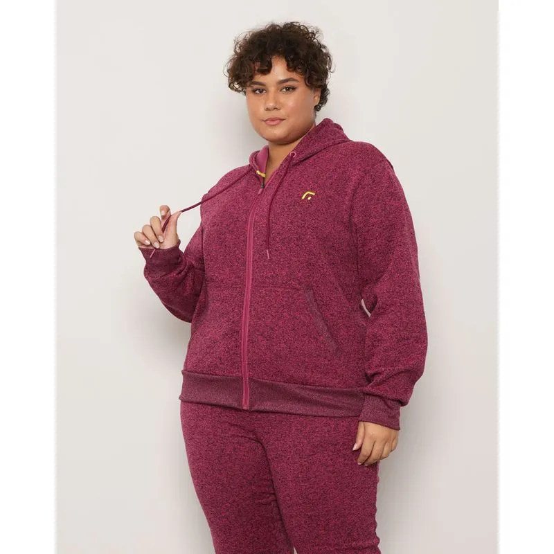 Casaco Plus Size Moletom Feminino Fitness Com Capuz Fitter Rosa G2