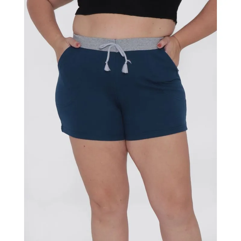Short Plus Size Feminino Moletinho Marinho G3