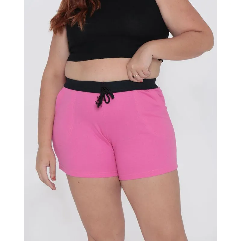 Short Plus Size Feminino Moletinho Rosa G2