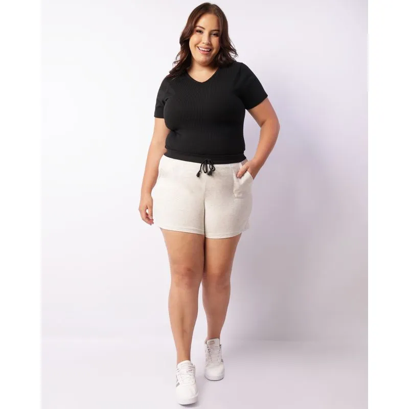 Short Plus Size Feminino Moletinho Cinza G1