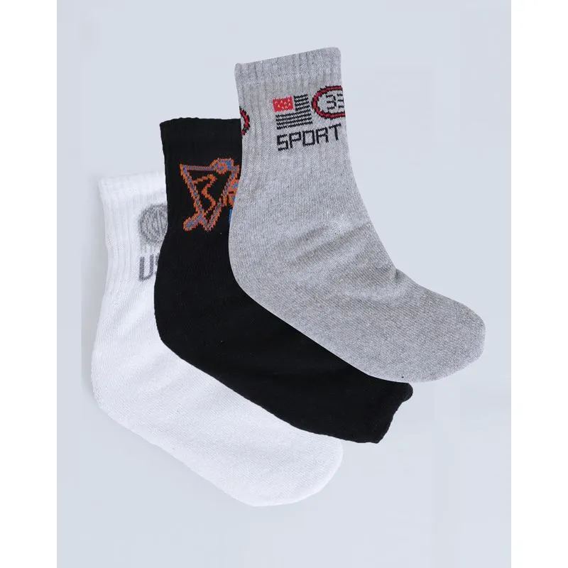 Kit Meia 3 Pares Infantil Preta Cinza Branca 33 A 37