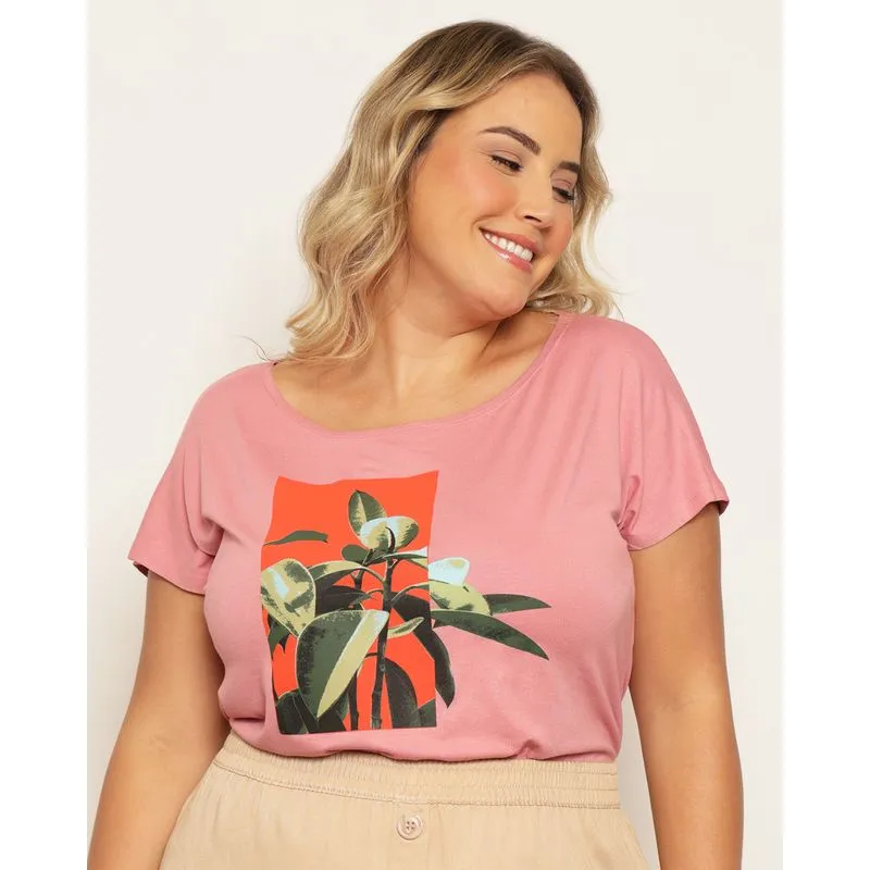 Blusa Plus Size Feminina Manga Japonesa Rosa Claro G3