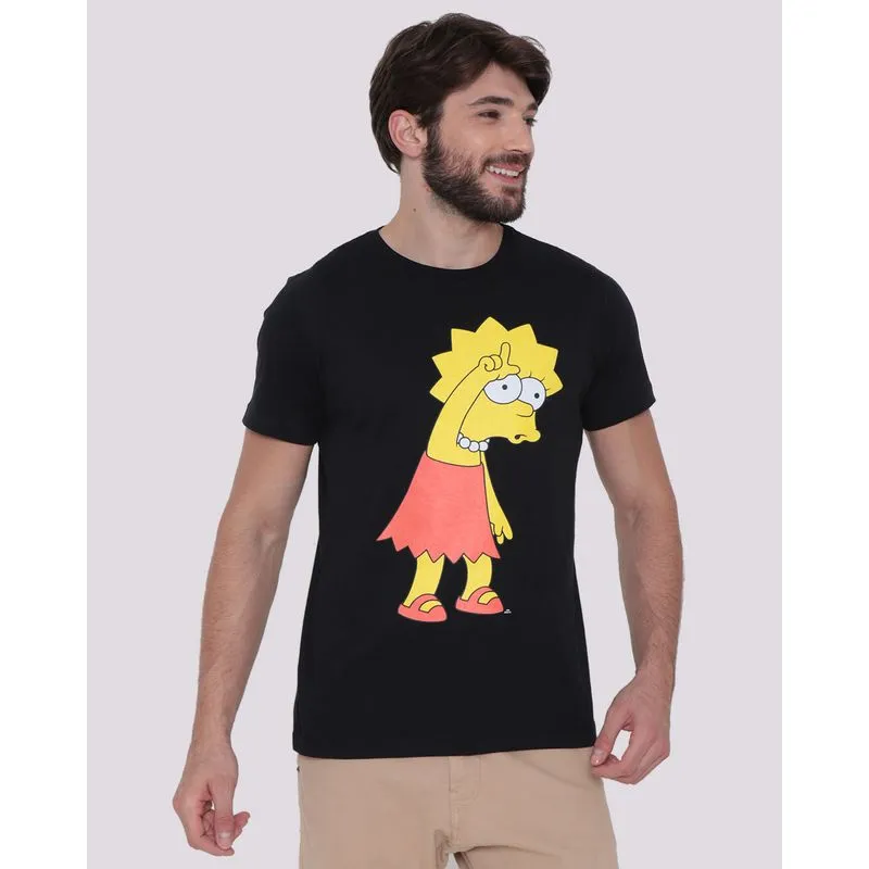 Camiseta Masculina Manga Curta Simpson Preta M