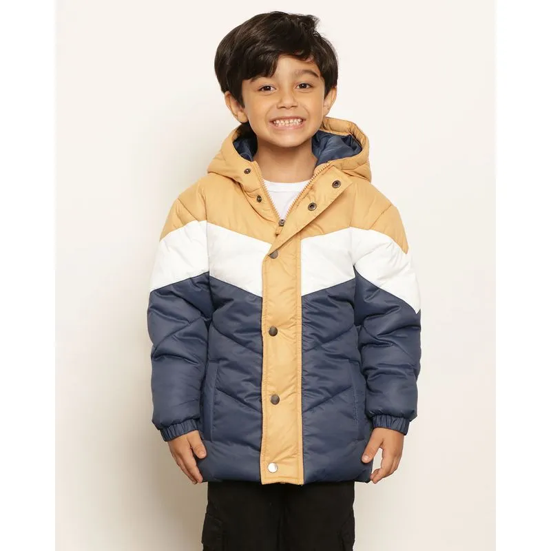 Jaqueta Infantil Puffer Capuz Bege 8