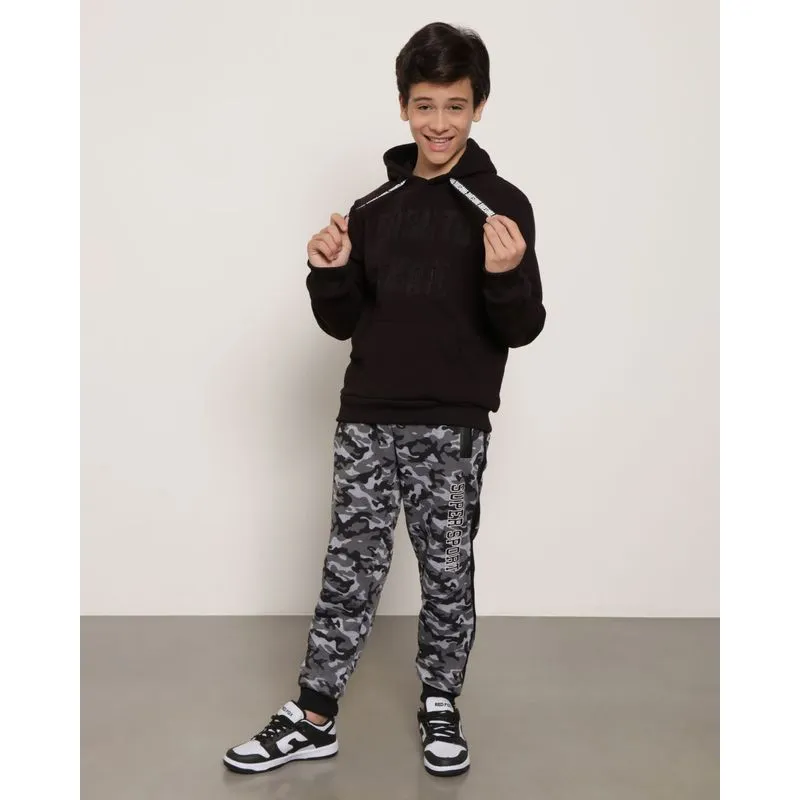 Calça Moletom Camuflado Juvenil Jogger Cinza 16