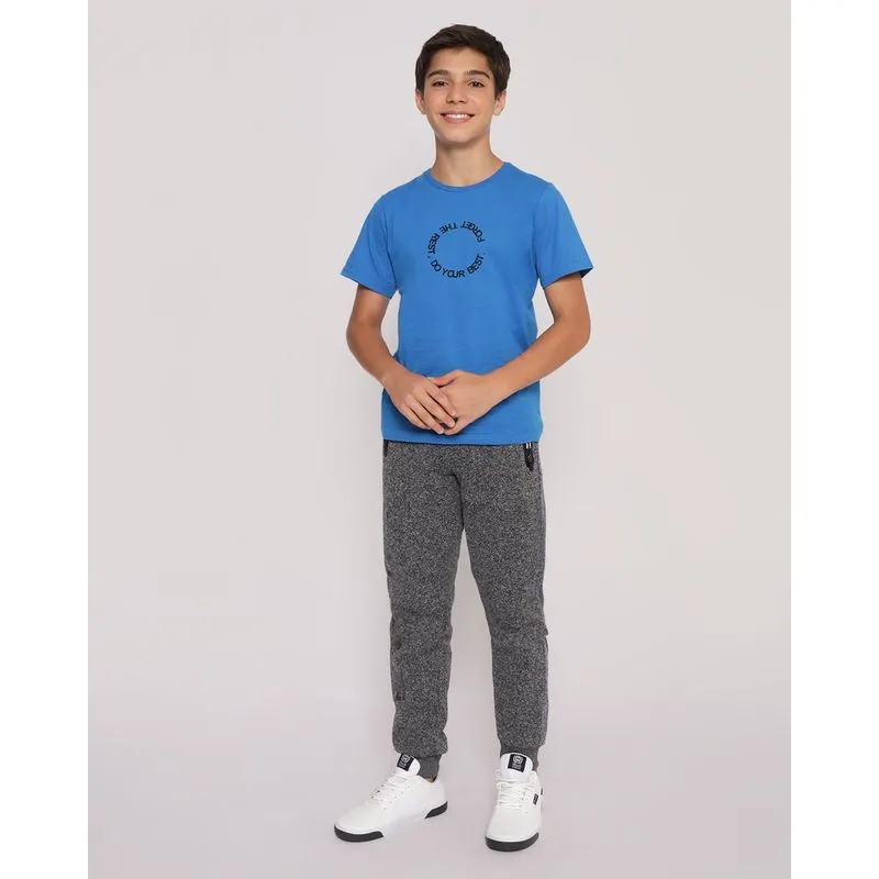 Calça Moletom Juvenil Jogger Com Bolso Cinza 16