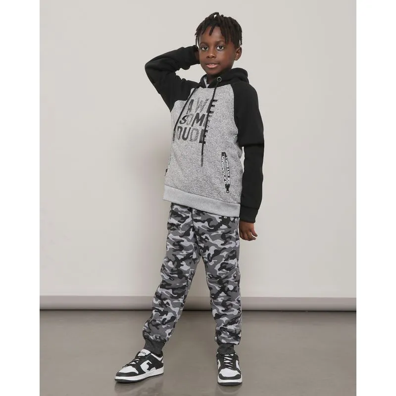 Calça Moletom Infantil Camuflado Cinza 4