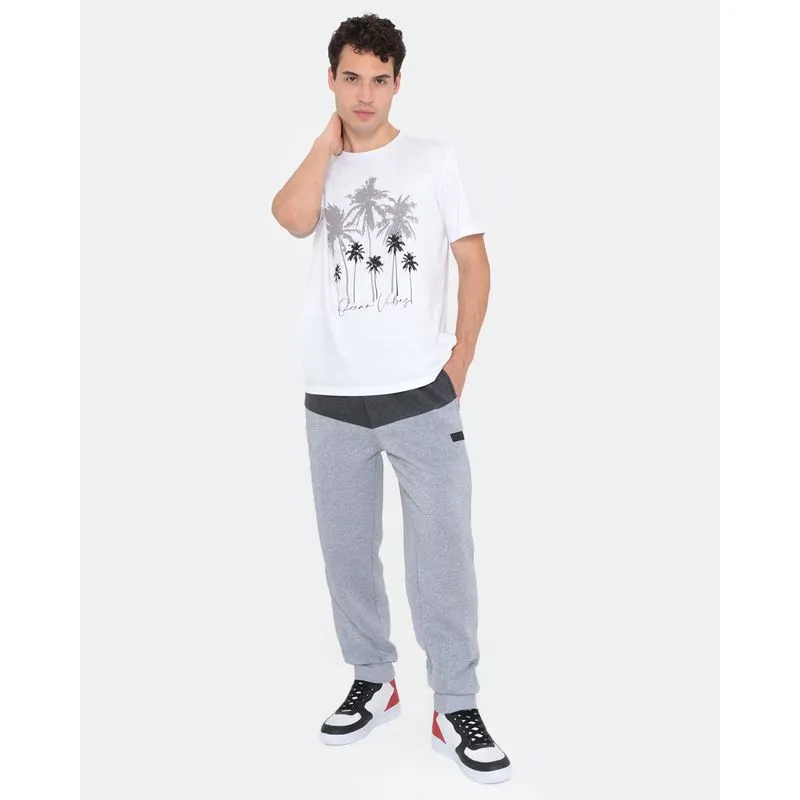 Calça Moletom Masculina Jogger Com Recorte Cinza 27161000093058UN