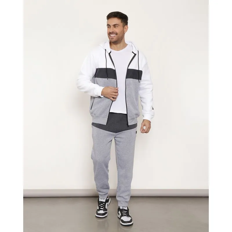 Calça Moletom Masculina Jogger Recortes Cinza M