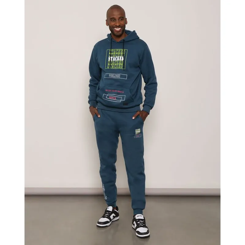 Calça Moletom Masculina Jogger Estampada Azul Escuro M
