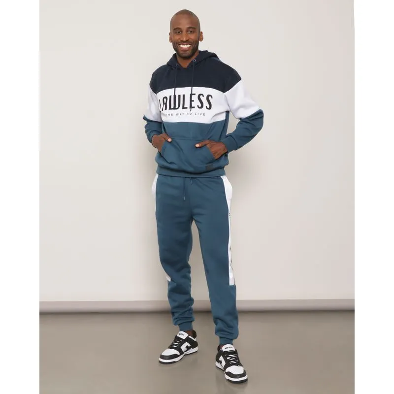 Calça Moletom Masculina Jogger Recorte Com Estampa Azul G
