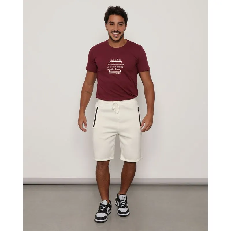 Bermuda Moletom Masculina Bolso Selado Off White M