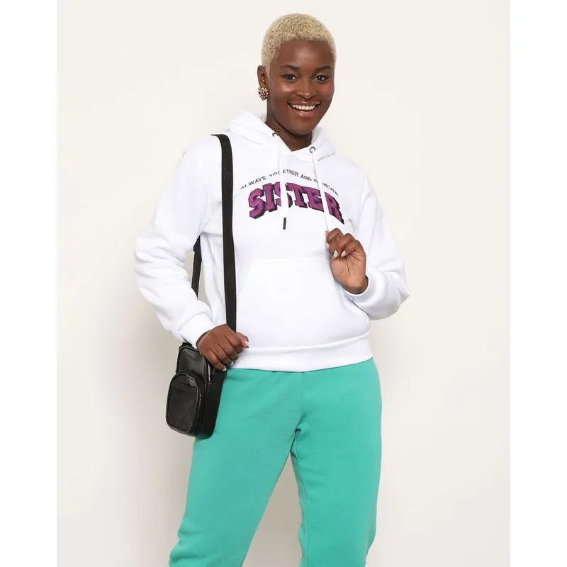 Blusão Moletom Feminino Sister Com Capuz Branco P