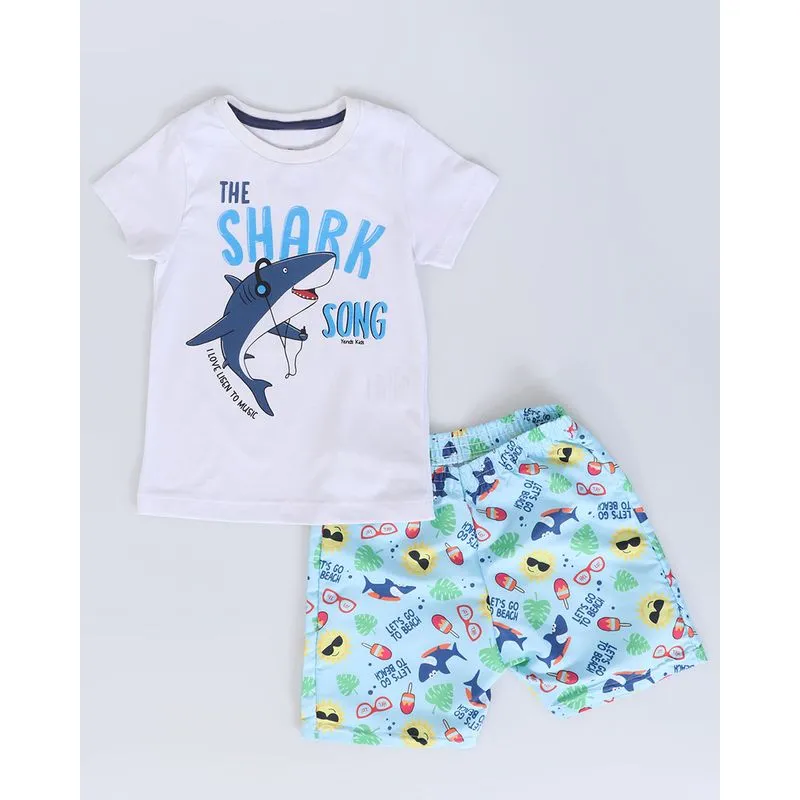 Conjunto Bebê Estampa Tubarão Branco 2