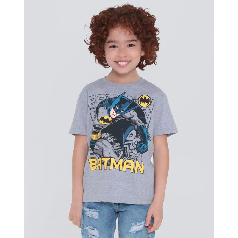 Camiseta Infantil Liga da Justiça Batman Cinza 4
