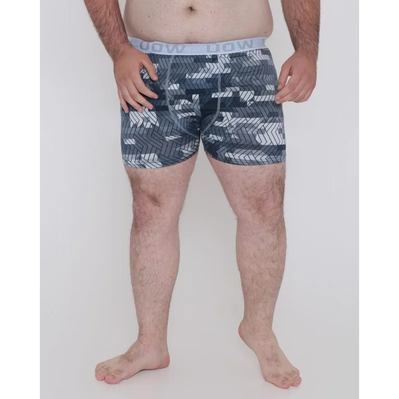 Cueca Plus Size Boxer Microfibra Estampada Cinza G3
