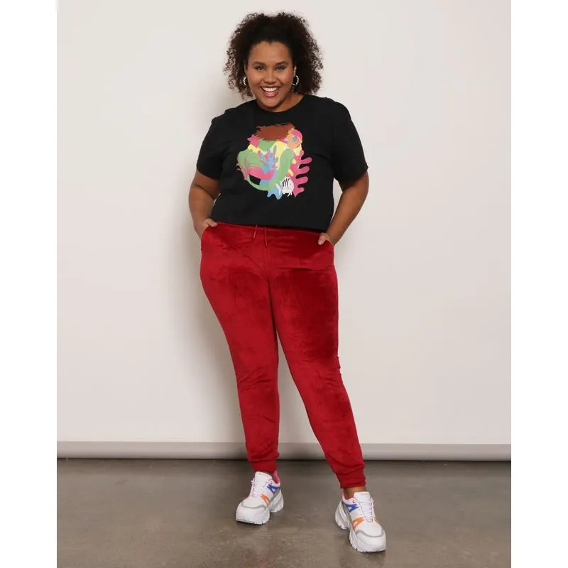 Calça Plus Size Feminina Jogger Plush Vermelho G1