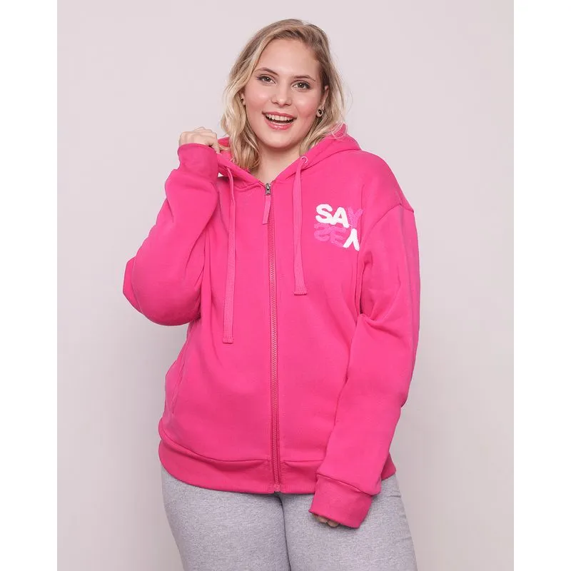 Casaco Moletom Feminino Plus Size Rosa G2