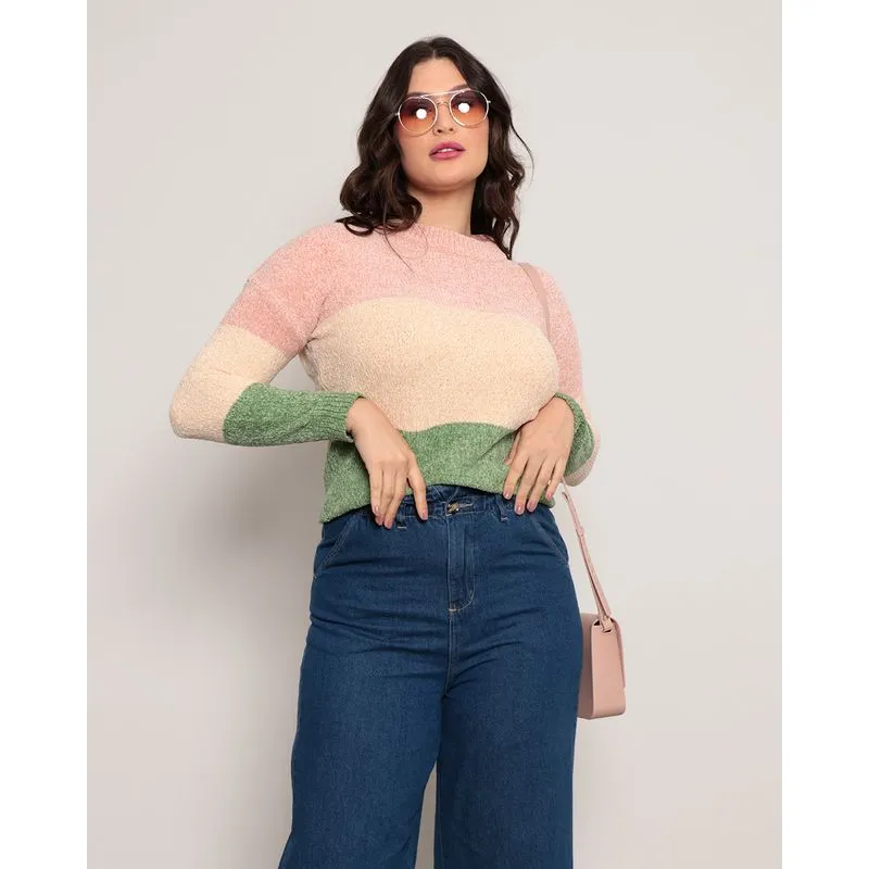 Suéter Feminino Tricô Chenille Rosa G