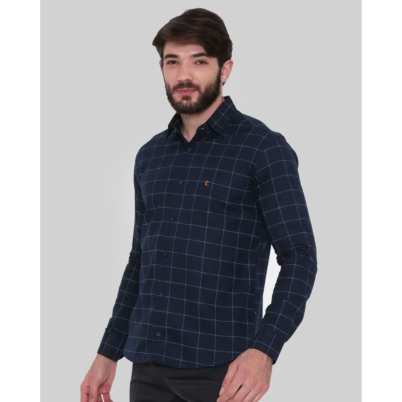 Camisa Masculina Manga Longa Xadrez Marinho M