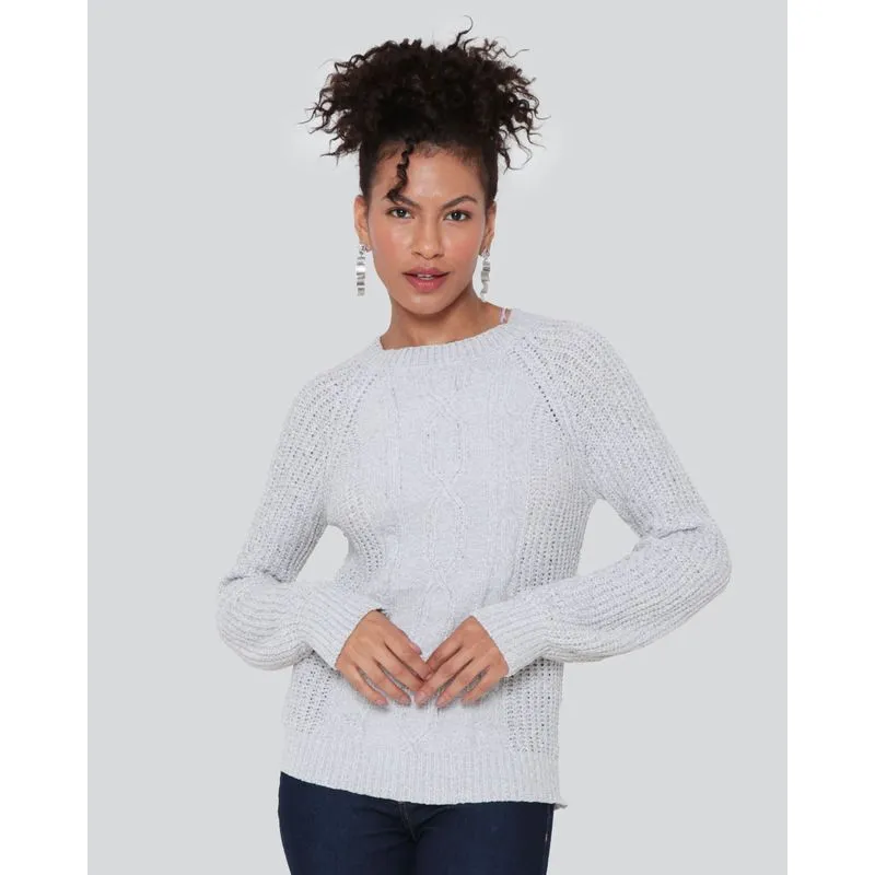 Suéter Feminino Tricô Chenille Cinza P
