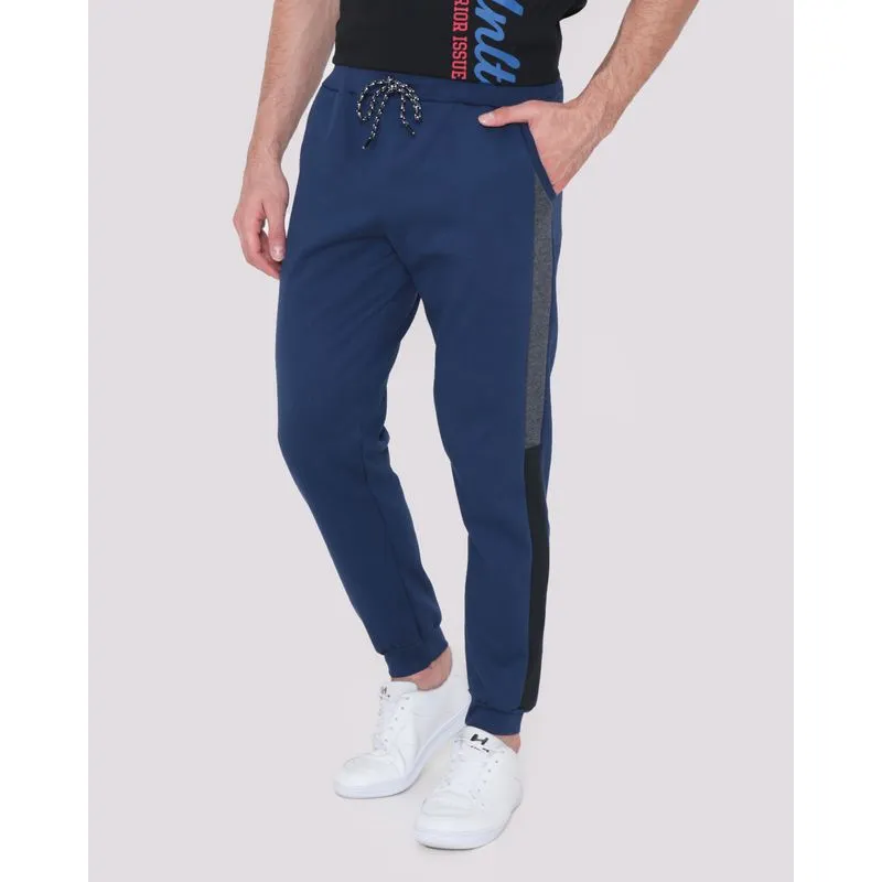 Calça Moletom Masculina Jogger Recorte Marinho P