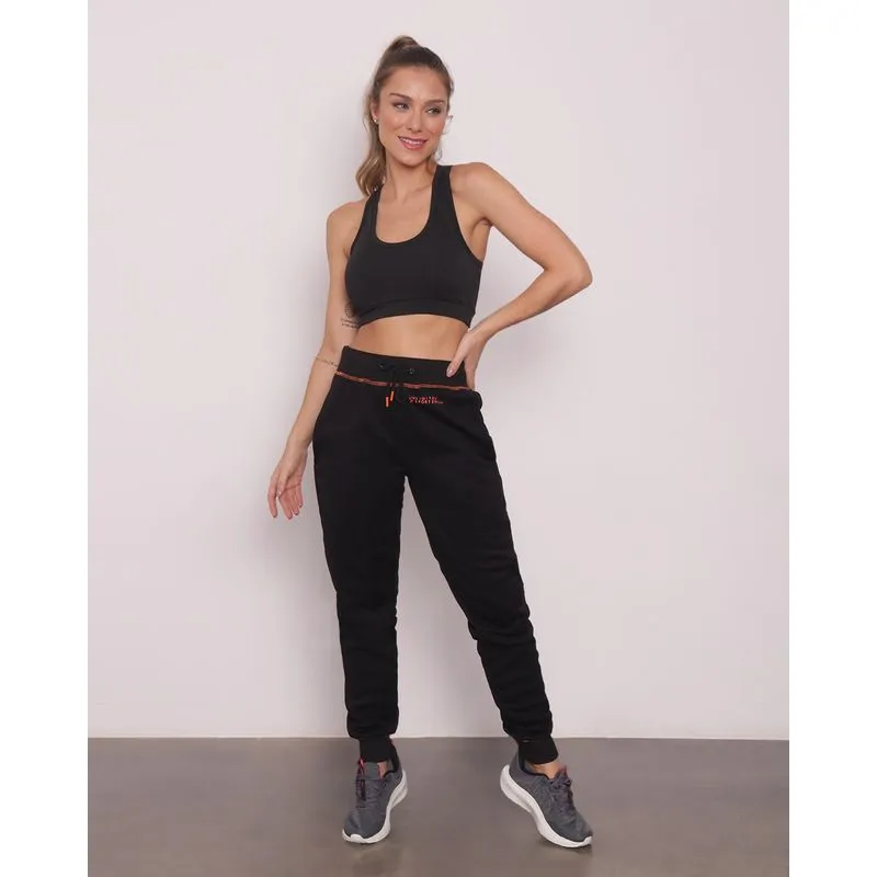 Calça Moletom Feminina Fitness Fitter Jogger Preta P