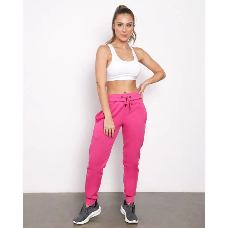 Calça Moletom Feminina Fitness Fitter Jogger Rosa GG