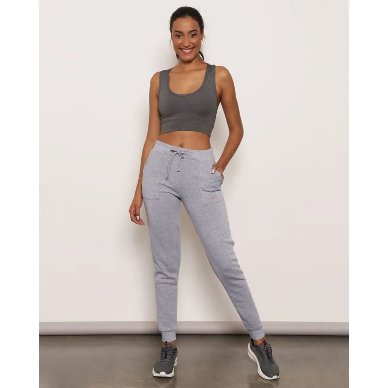 Calça Moletom Feminina Fitness Fitter Cinza GG