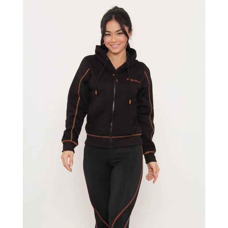 Jaqueta Moletom Feminina Fitnnes Com Capuz Fitter Preta M