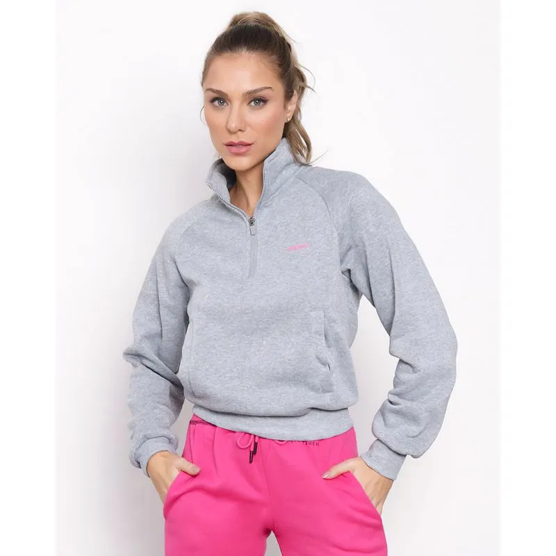 Blusão Moletom Feminino Gola Alta Fitness Fitter Cinza M